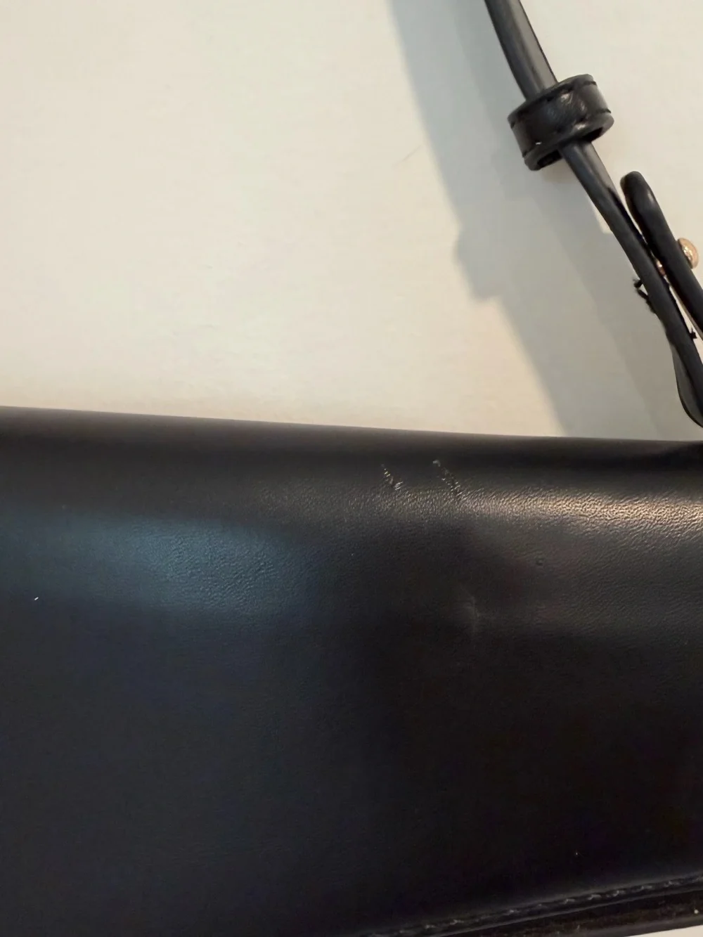 Black Leather Shoulder Bag - Classic